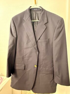 Chaps Ralph Lauren Blazer 40S Navy Blue Wool Sport Coat Gold Buttons Mens